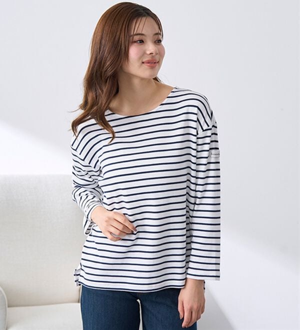 BELLUNA（ベルーナ）の「 ＜＆ｃｏｃｏｃｈｉ＞ハピネスコットン１００％ボーダープルオーバー（カットソー）」｜詳細画像
