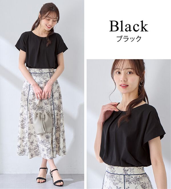 alotta（アロッタ）の「ひんやりタックデザインＴシャツ（カットソー）」｜詳細画像