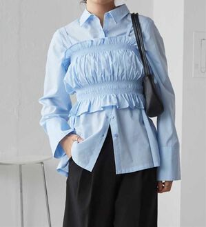 RANAN（ラナン）の「ビスチェ&times;レギュラーカラーシャツ（シャツ）」｜ブルー