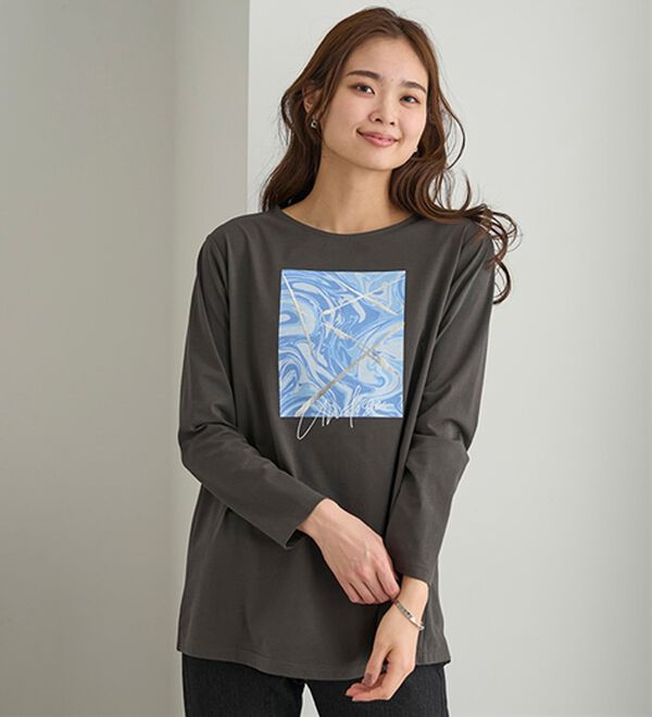 BELLUNA（ベルーナ）の「一枚で着映えるデコラＴ（長袖）（チュニック）」｜詳細画像