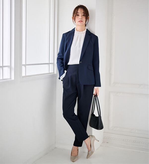 RANAN（ラナン）の「【選べる衿】洗える！春夏ロングシーズン着用可能ベーシック２点ライトスーツ（パンツスーツ）」｜詳細画像