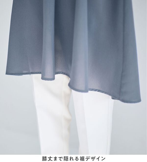 alotta（アロッタ）の「８分袖衿付きスキッパーとろみブラウスチュニックワンピース（チュニックワンピース）」｜詳細画像