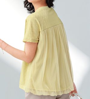 BELLUNA（ベルーナ）の「ジャカード素材チュール重ねプルオーバー（カットソー）」｜詳細画像