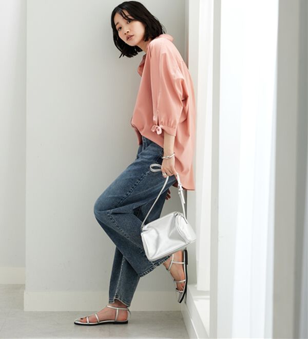 BELLUNA（ベルーナ）の「【吸水速乾】イージーケア！袖リボンシャツチュニック（チュニック）」｜詳細画像