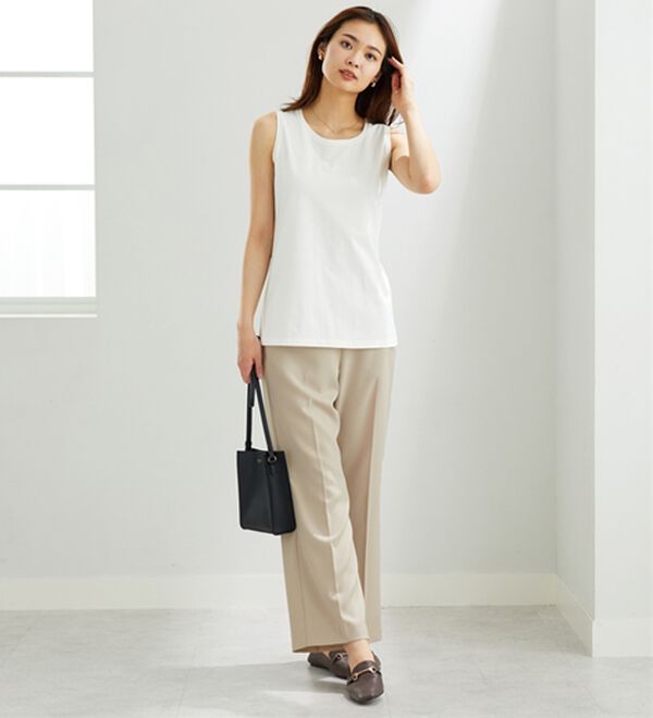 BELLUNA（ベルーナ）の「麻調ストレッチ素材美脚フレアーパンツ（フルレングスパンツ）」｜詳細画像