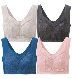 LAVIENNE（ラヴィエンヌ）の「【４色組】楽なママお外に出れる綿混ブラ（ノンワイヤーブラ）」｜4色組