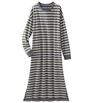 LAVIENNE（ラヴィエンヌ）の「綿混裏シャギーボーダーワンピース（パジャマ・ルームウェア）」｜杢グレー