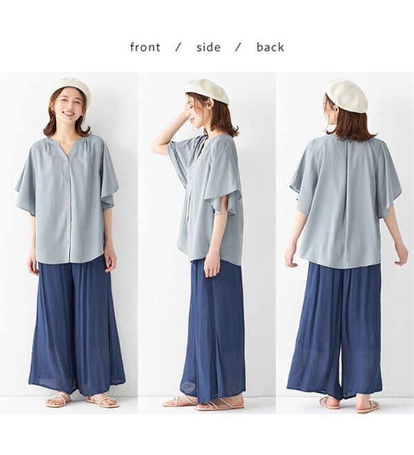 Viola e Viola（ヴィオラ エ ヴィオラ）の「ゆるっときれいなスキッパーフレアー袖ブラウス（ブラウス）」｜詳細画像