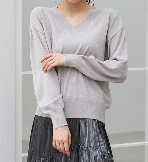 RANAN（ラナン）の「もちもちベーシックニット（Vネック・ハイネック）（ニット・セーター）」｜詳細画像