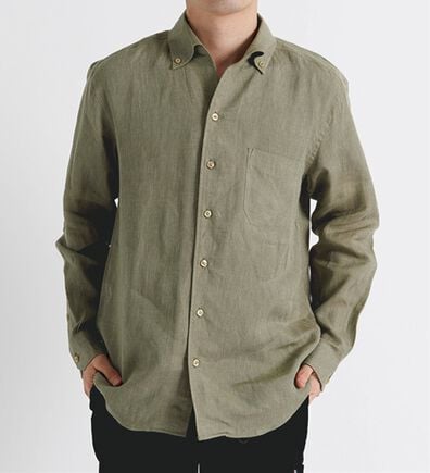 「＜コムルヴァン・オム＞大人のフレンチリネン１００％シャツ（メンズシャツ）」