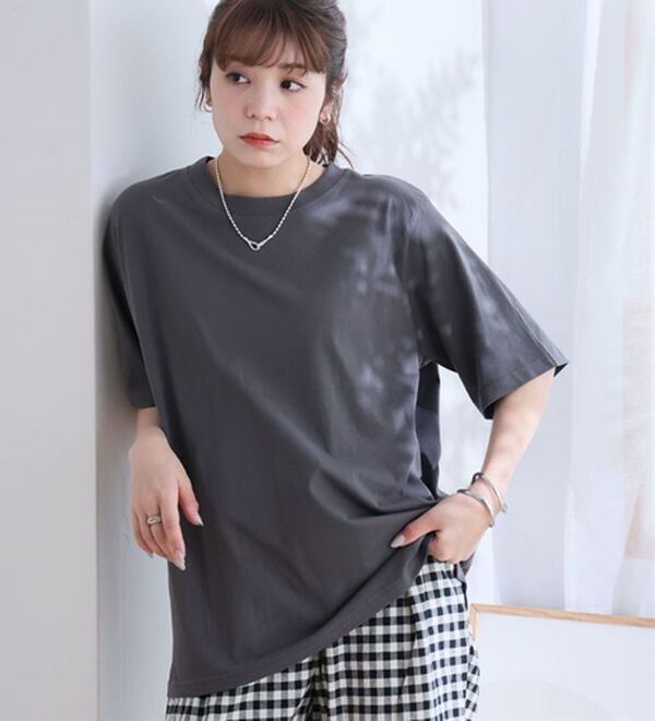 A HAPPY MARILYN（アハッピーマリリン）の「【Ｌ～８Ｌ】ＵＳＡコットン１００％ベーシックＴシャツ（Tシャツ）」｜詳細画像