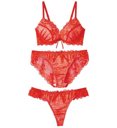 YU'NOW（ユナウ）の「【３点セット】ヌーディーレースブラ＆ショーツ＆Ｔバック（ブラジャー＆ショーツセット）」