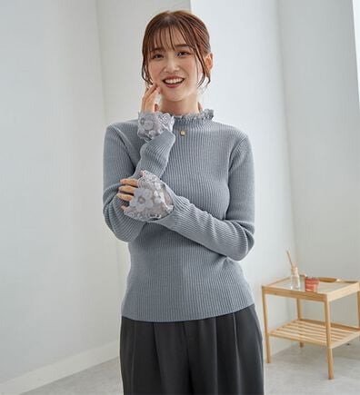 GeeRA（ジーラ）の「大人可愛い！レースが上品なハイネックニット（ニット・セーター）」