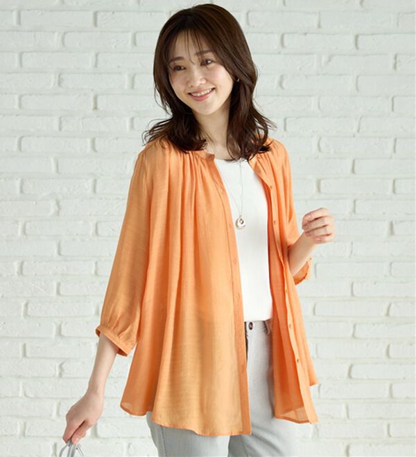 BELLUNA（ベルーナ）の「スラブ素材ギャザーデザインブラウス（ブラウス）」｜詳細画像