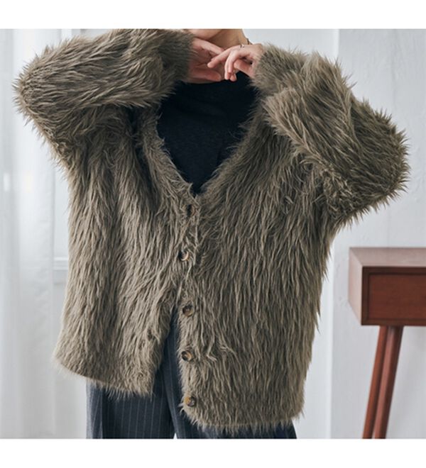 RANAN（ラナン）の「ロングフェザーシャギーオーバーカーデ（ニットカーディガン）」｜詳細画像