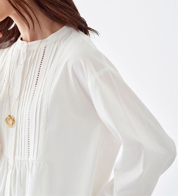 BELLUNA（ベルーナ）の「華やかレース&times;ピンタックシャツチュニック（チュニック）」｜詳細画像