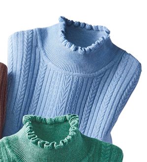 ルフラン（ルフラン）の「お手入れラクなウール混あったかニット（ニット・セーター）」｜ブルー系