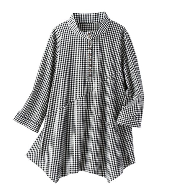 BELLUNA（ベルーナ）の「綿１００％スラブ素材スタンド衿切替ブラウス（ブラウス）」｜詳細画像