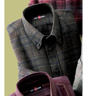 「ちくちくしにくい両面起毛ウール入りシャツ（メンズシャツ）」｜ブラウンチェック