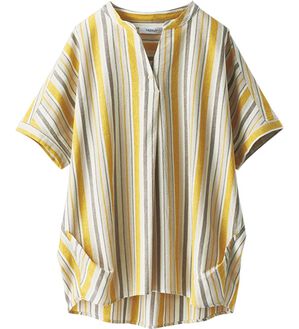 BELLUNA（ベルーナ）の「マルチストライプスキッパーデザインシャツ（チュニック）」｜イエロー系