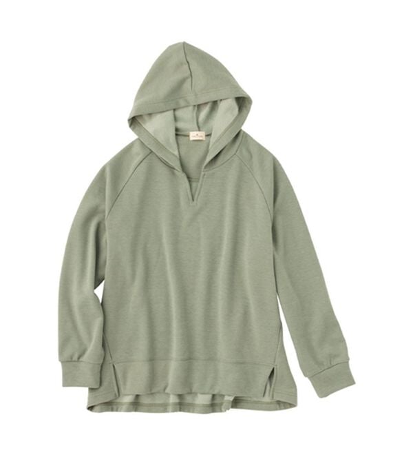 Viola e Viola（ヴィオラ エ ヴィオラ）の「【蓄熱保温】裏ファーVネックゆるシルエットパーカー（パーカー）」｜詳細画像