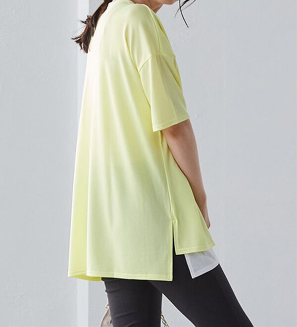 RANAN（ラナン）の「レイヤード風ニットソー半袖チュニック（チュニック）」｜詳細画像