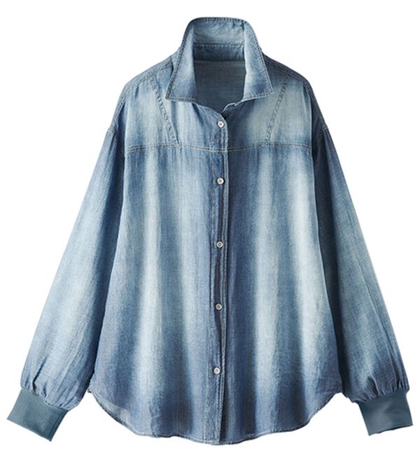 BELLUNA（ベルーナ）の「柔らかシアーデニム素材シャツチュニック（チュニック）」｜詳細画像