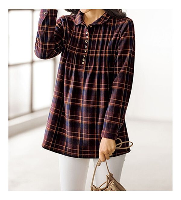 BELLUNA（ベルーナ）の「パチパチしにくい！裏ファー素材オーバーブラウス（ブラウス）」｜詳細画像