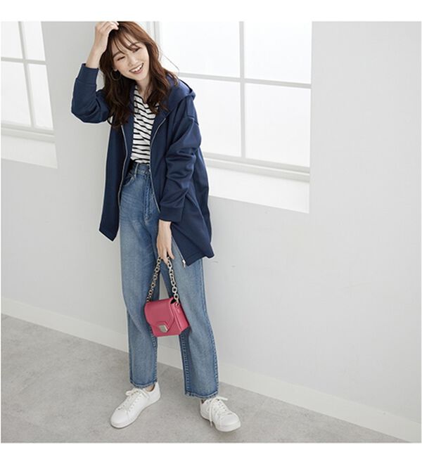 BELLUNA（ベルーナ）の「フードデザインとろみ素材ジップアップパーカー（パーカー）」｜詳細画像