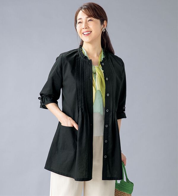 ルフラン（ルフラン）の「綿麻ピンタックチュニック＜ロイサ＞（チュニック）」｜黒