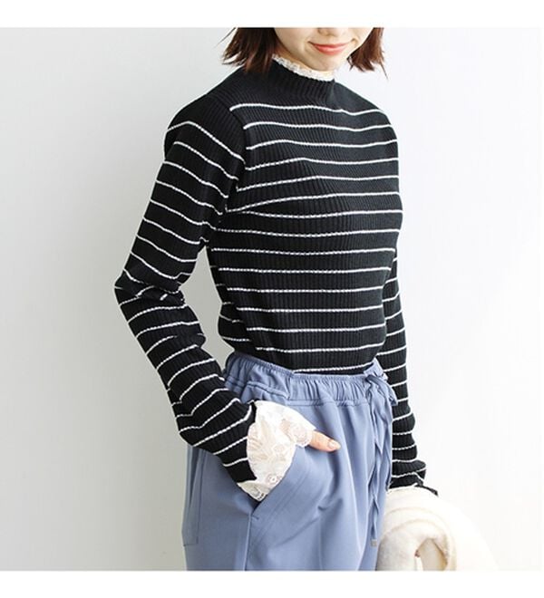 GeeRA（ジーラ）の「大人可愛い！レースが上品なハイネックニット（ニット・セーター）」｜詳細画像