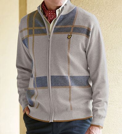 「＜ライル＆スコット＞上質ダブルジャカード編ブルゾン（メンズニット・セーター）」