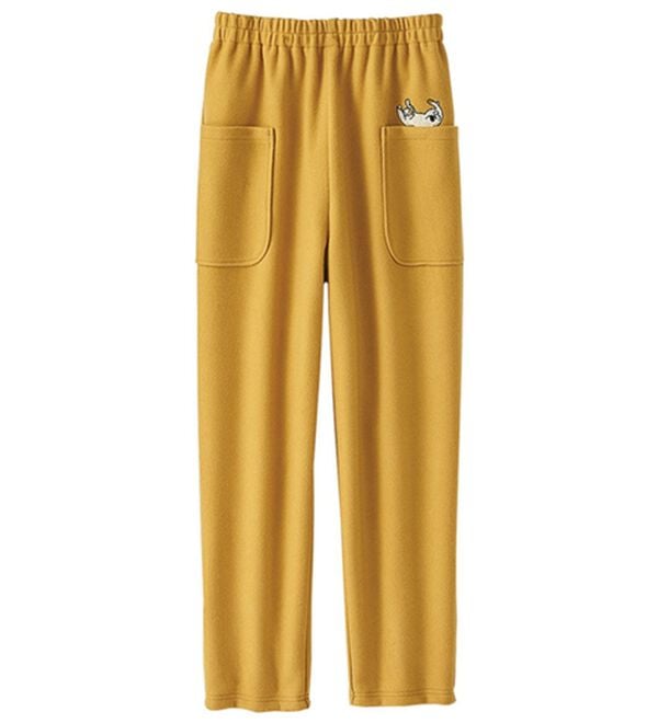 BELLUNA（ベルーナ）の「ポケット刺しゅうゆったりパンツ（フルレングスパンツ）」｜マスタード