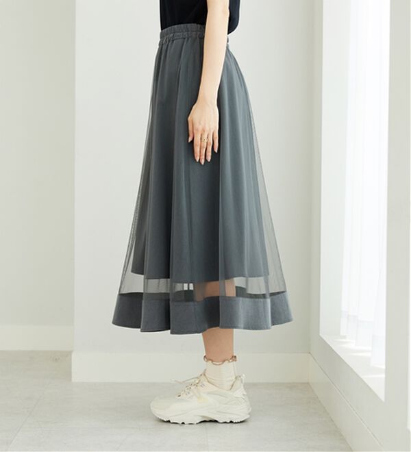 BELLUNA（ベルーナ）の「裾シアーデザインチュールスカート（ロングスカート）」｜詳細画像