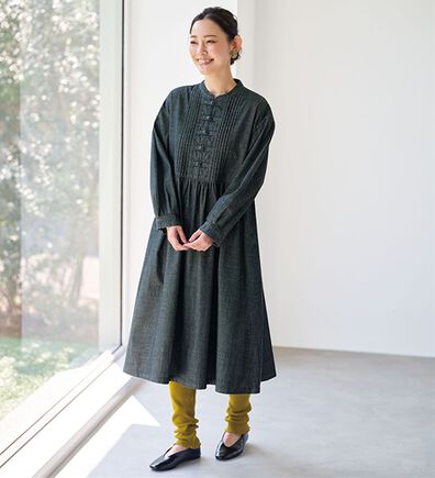 BELLUNA（ベルーナ）の「＜＆ｃｏｃｏｃｈｉ＞デニム素材チャイナボタンワンピース（シャツワンピース）」