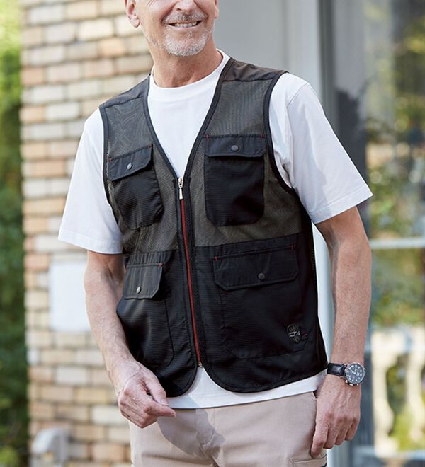 「＜ダンロップ・リファインド＞まるごとメッシュ！ベスト＆Ｔシャツセット（メンズベスト）」｜詳細画像