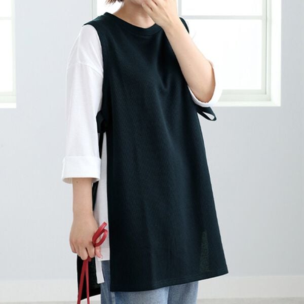 BELLUNA（ベルーナ）の「あぜ素材チュニックベストアンサンブル（チュニック）」｜ネイビー