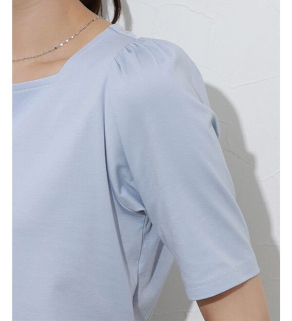 Pierrot（ピエロ）の「接触冷感スクエアネックパフスリーブＴシャツ（カットソー）」｜詳細画像