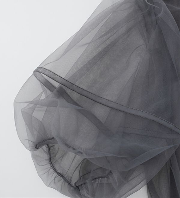 RANAN（ラナン）の「【ひんやり】チュールレイヤードパフスリーブTシャツ（カットソー）」｜詳細画像