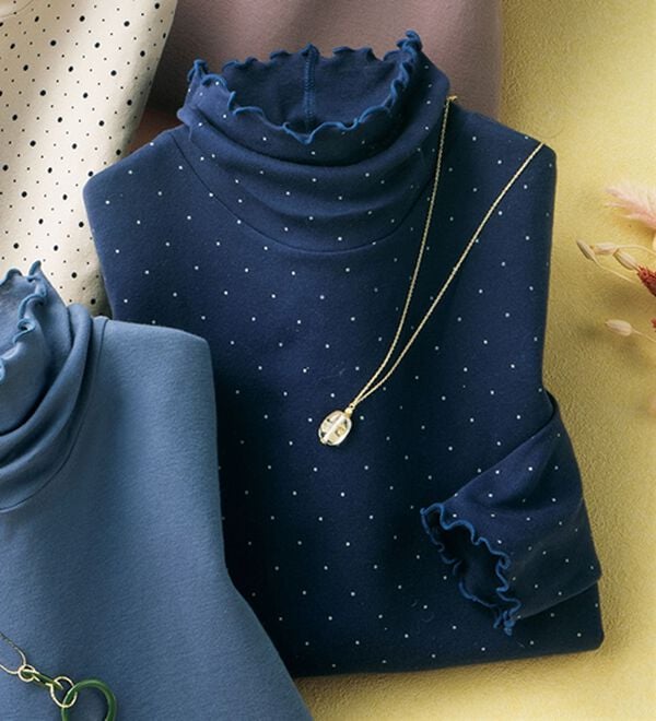 ルフラン（ルフラン）の「【ＫＭＫ】吸湿発熱コットンガーゼプルオーバー（カットソー）」｜ネイビー系