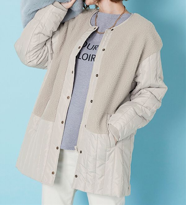 ボア切替キルトデザインミドル丈コート - ベルーナ【公式】