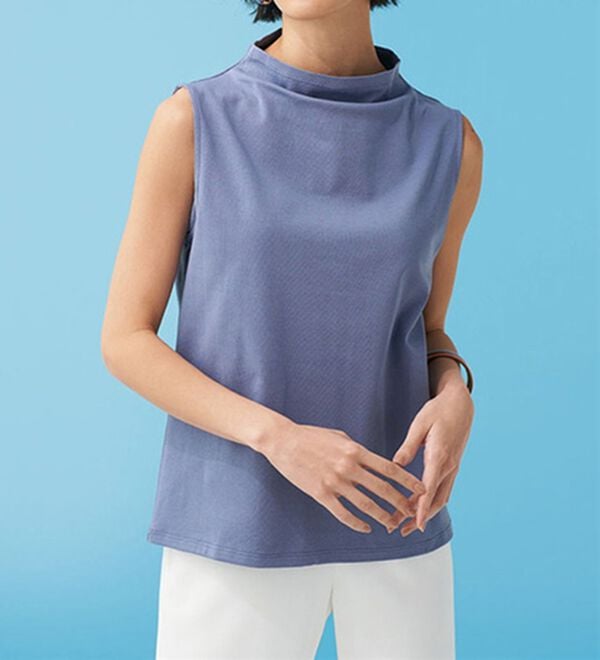 BELLUNA（ベルーナ）の「艶やか綿１００％タンクトップ（タンクトップ・キャミソール）」｜ダスティブルー