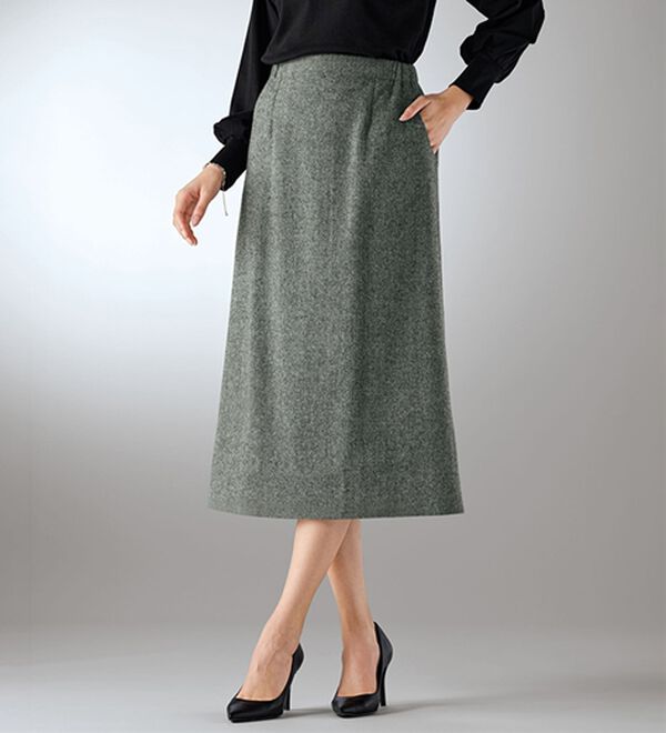 BELLUNA（ベルーナ）の「【尾州】日本製ウール混スカート（フルレングスパンツ）」｜グレー