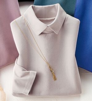 ルフラン（ルフラン）の「柔らかコットン衿付プルオーバー（カットソー）」｜ライトグレー