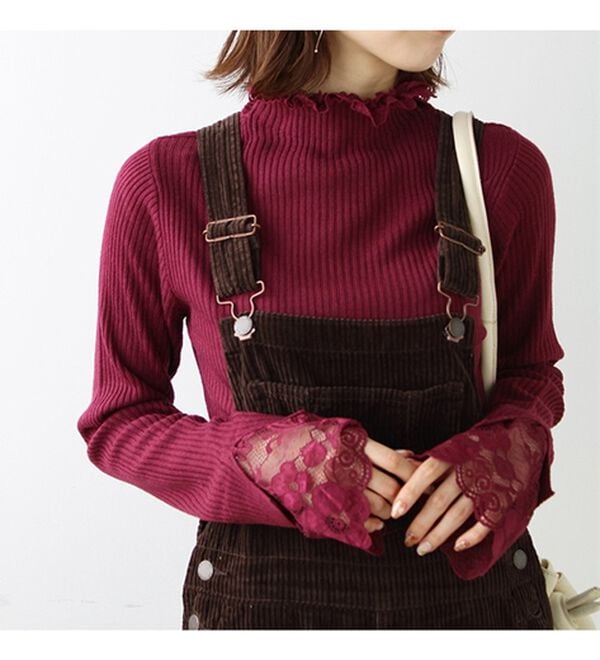 GeeRA（ジーラ）の「大人可愛い！レースが上品なハイネックニット（ニット・セーター）」｜詳細画像