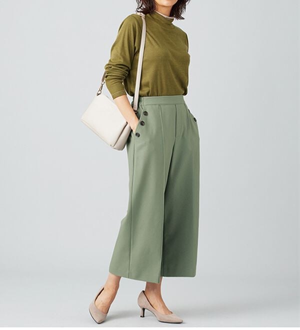 BELLUNA（ベルーナ）の「ウーリッシュ素材釦使いワイドパンツ（ワイドパンツ・ガウチョ）」｜詳細画像