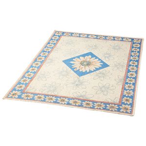 「イタリア製ジャカード織カーペット「マルゲリータ」（ラグ）」｜ベージュブルー