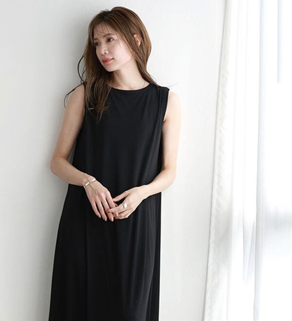 Pierrot（ピエロ）の「タックスリーブロングワンピース（ロングワンピース）」｜詳細画像