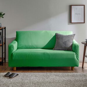 iellio（イエリオ）の「ぴったりフィット！ワッフルソファカバー＜伸縮・取付簡単・洗える・ソファーカバー・１人掛・２人掛・３人掛＞（ソファーカバー）」｜ディープグリーン