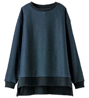 BELLUNA（ベルーナ）の「裏ファー配色切替スリット使いプルオーバー（カットソー）」｜デニム調